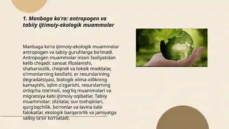 Ijtimoiy ekologik muammolarning umumiy tasnifi 3