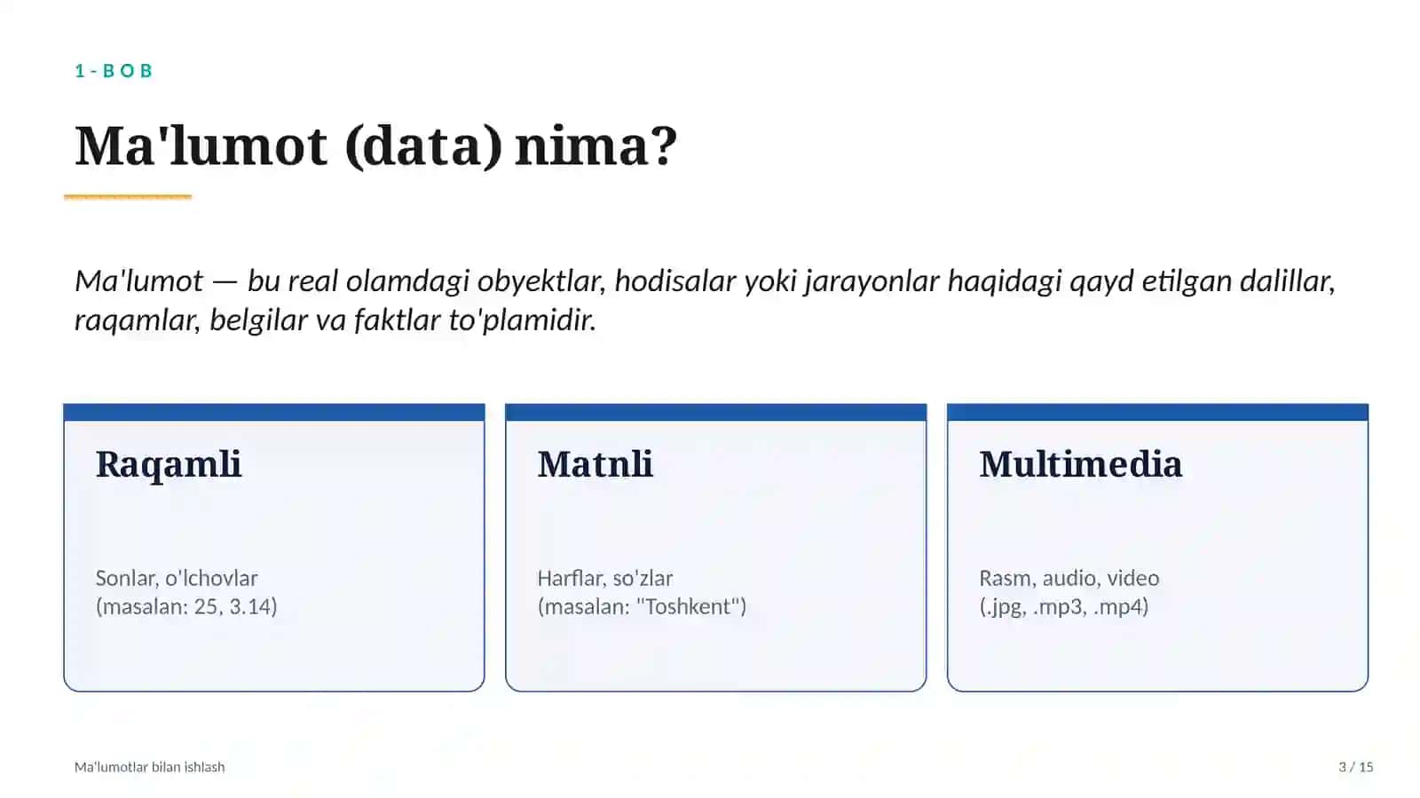Ma'lumotlar bilan ishlash 3