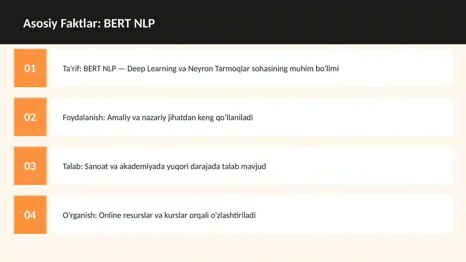 AI | DEEP LEARNING VA NEYRON TARMOQLAR BERT NLP 3