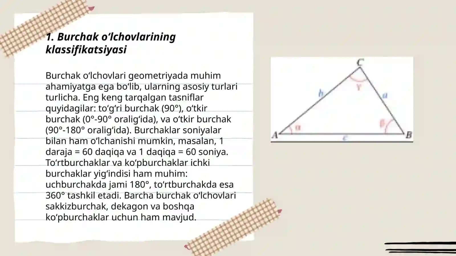 Burchak oʻlchovlarining klassifikatsiyasi 3