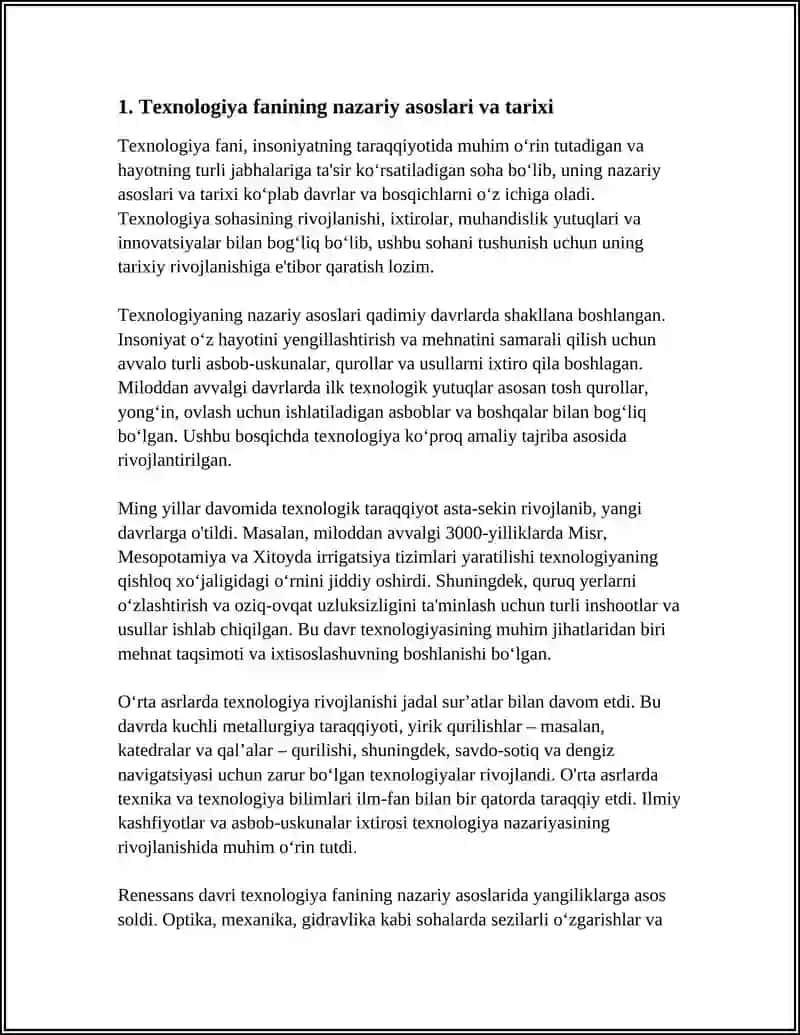 TEXNALOGIYA FANI VA UNING RIVOJLANISHI 3