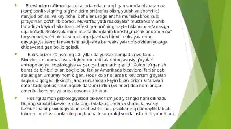 Behaviorizmning rivojlanishi 3