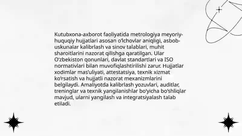 Kutubxona-axborot faoliyatida metrologiya sohasidagi meyoriy-huquqiy hujjatlarning umumiy tahlili 3