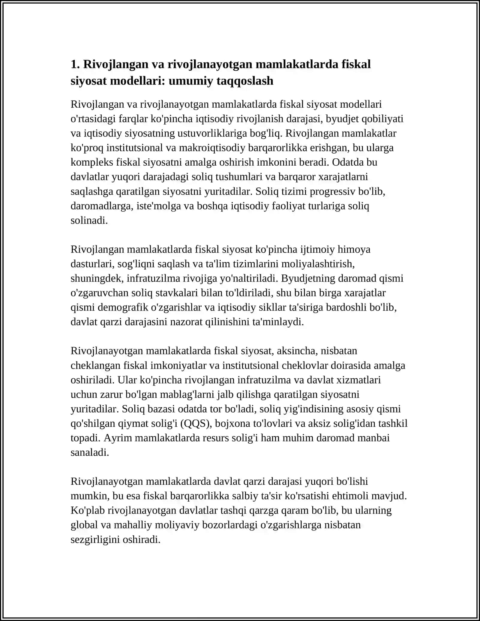 JAXON TAJRIBASI: RIVOJLANGAN VA RIVOJLANYATGAN MAMLAKATLARDA FISKAL SIYOSAT MODELLARI 3