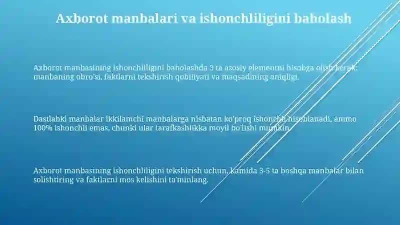 Media vositalarida axborotning tahlili va baxolash 3