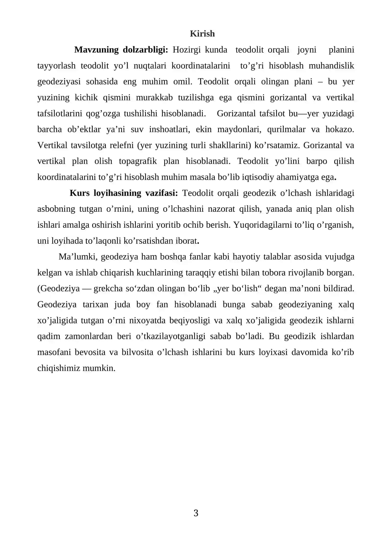 TEODOLIT S’YOMKA NATIJALARINI ISHLAB CHIQISH VA PLAN TUZISH. TEADALIT PALIGONI VA PLANDAGI KONTURLAR YUZASINI ANIQLASH 3