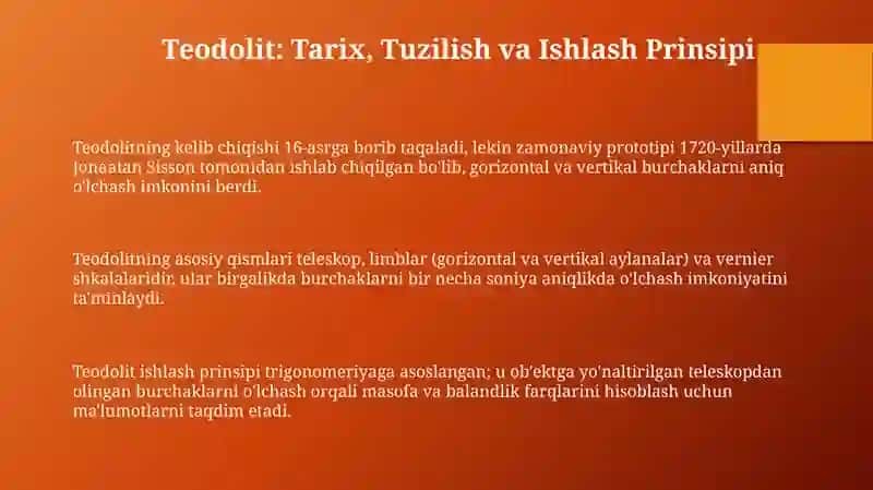 Teodolit arxeologiyada: asoslar, usullar va afzalliklar 3