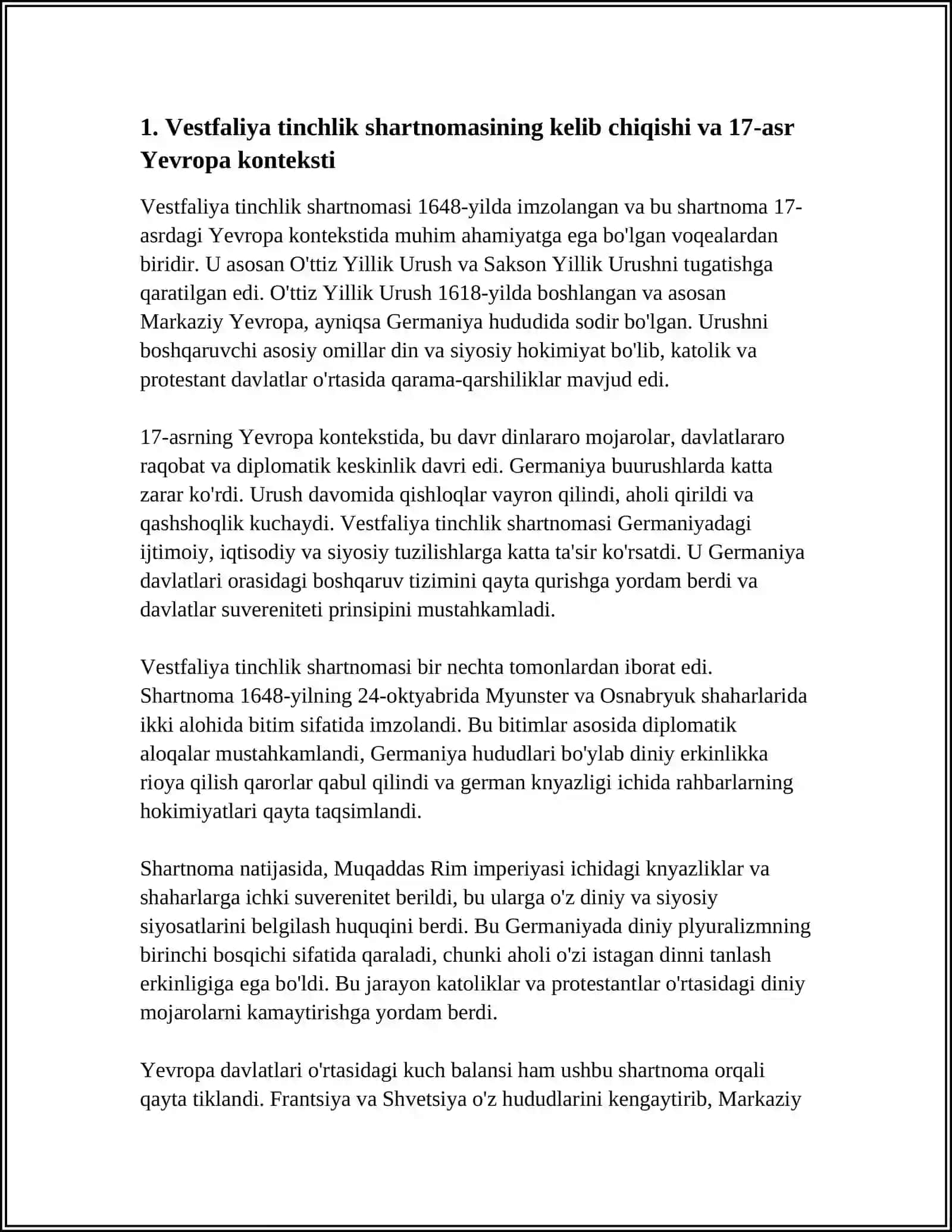 VESTIFALIYA TINCHLIK SHARTNOMASI VA UNING GERMANIYA TARIXIDAGI AHAMIYATI 3
