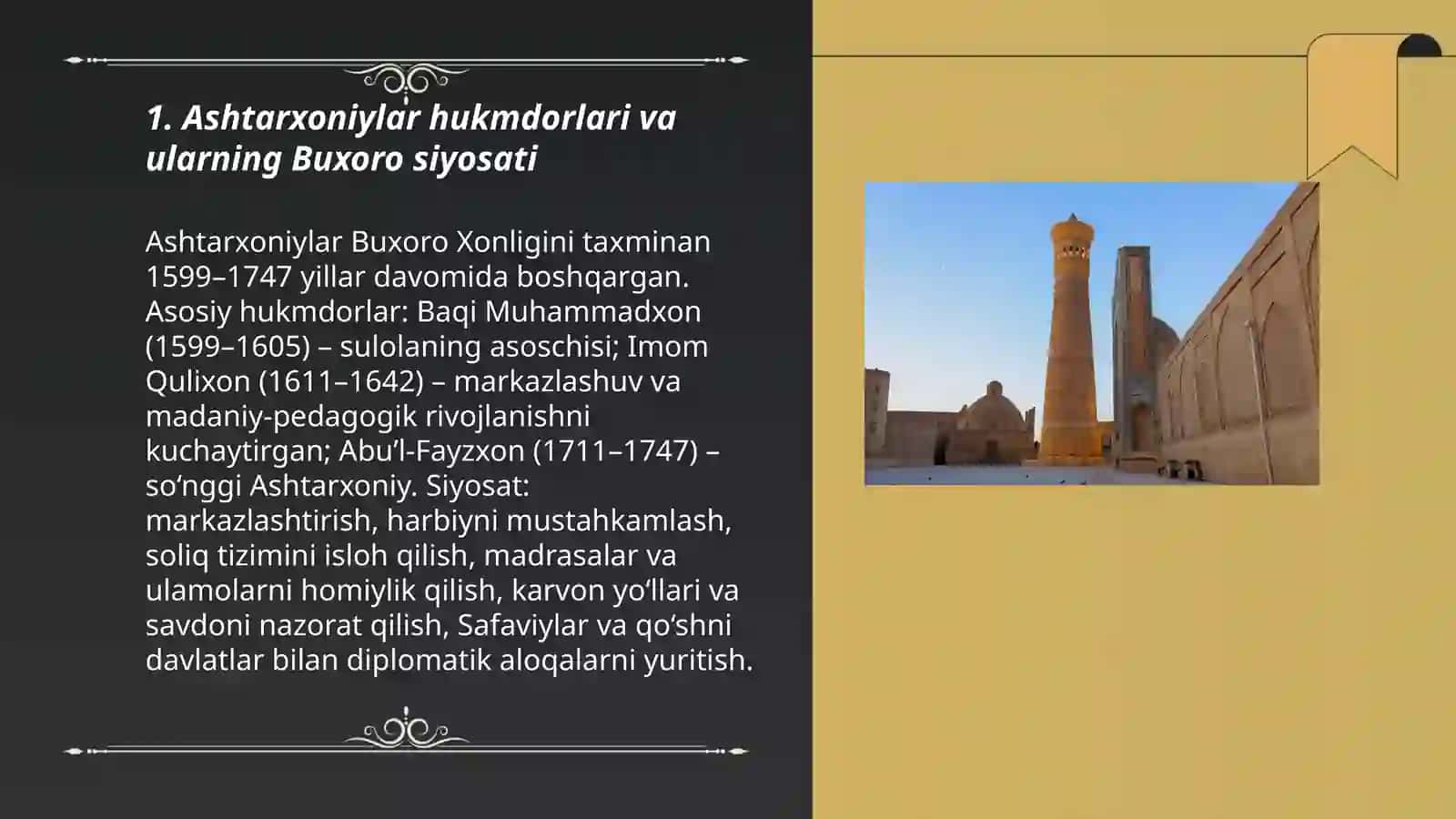 Buxoro Xonligida Ashtarxoniylar davri 3