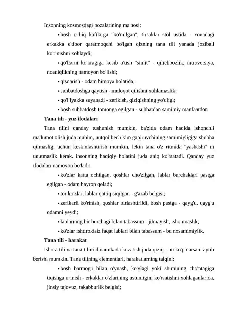 Tana Harakatlarining Muloqot Psixologiyasi 3