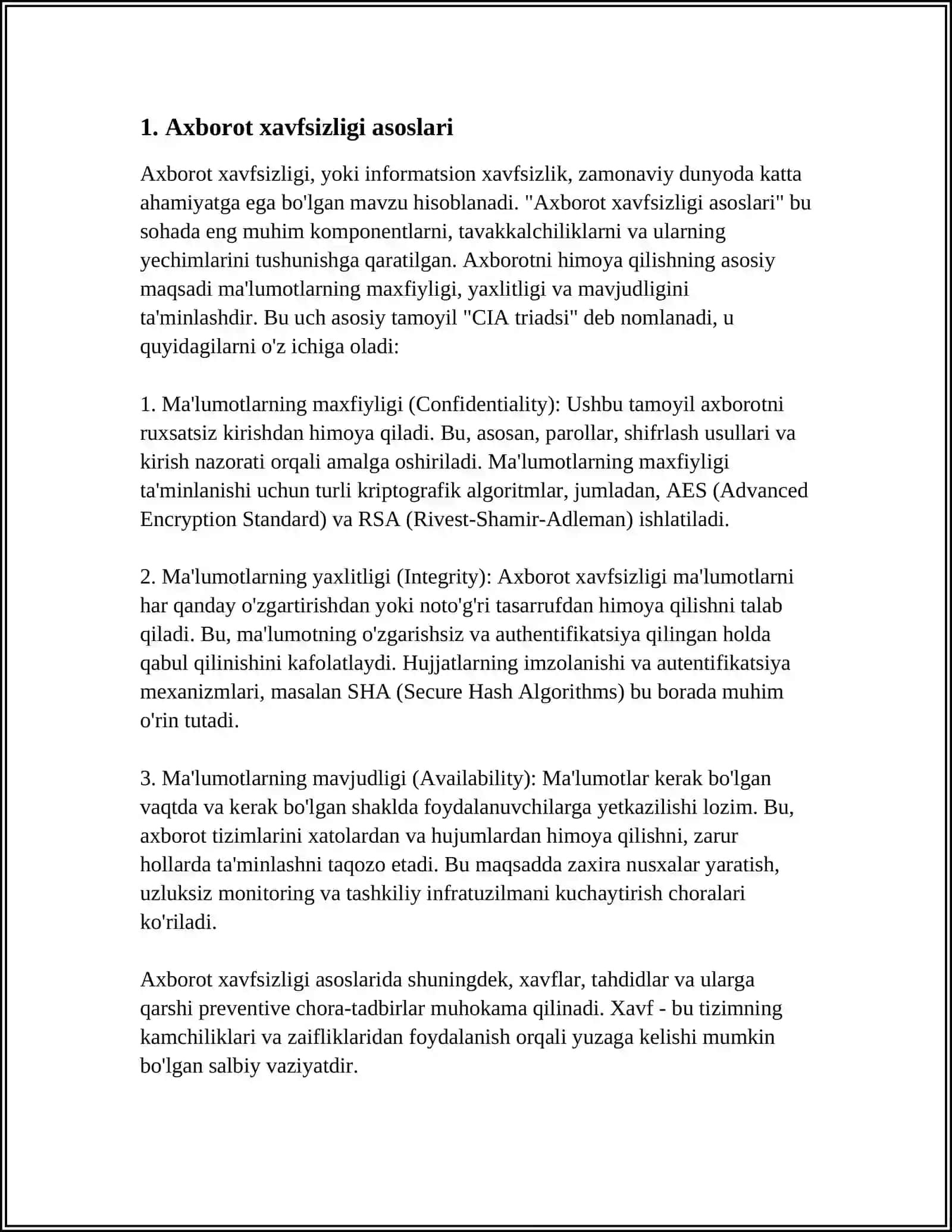 Axborot xavfsizligi asoslari 3