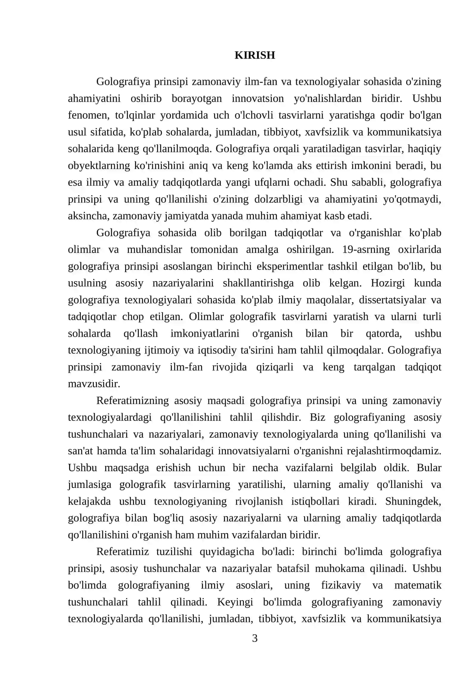 Golografiya prinsipi va uning qo'llanilishi 3