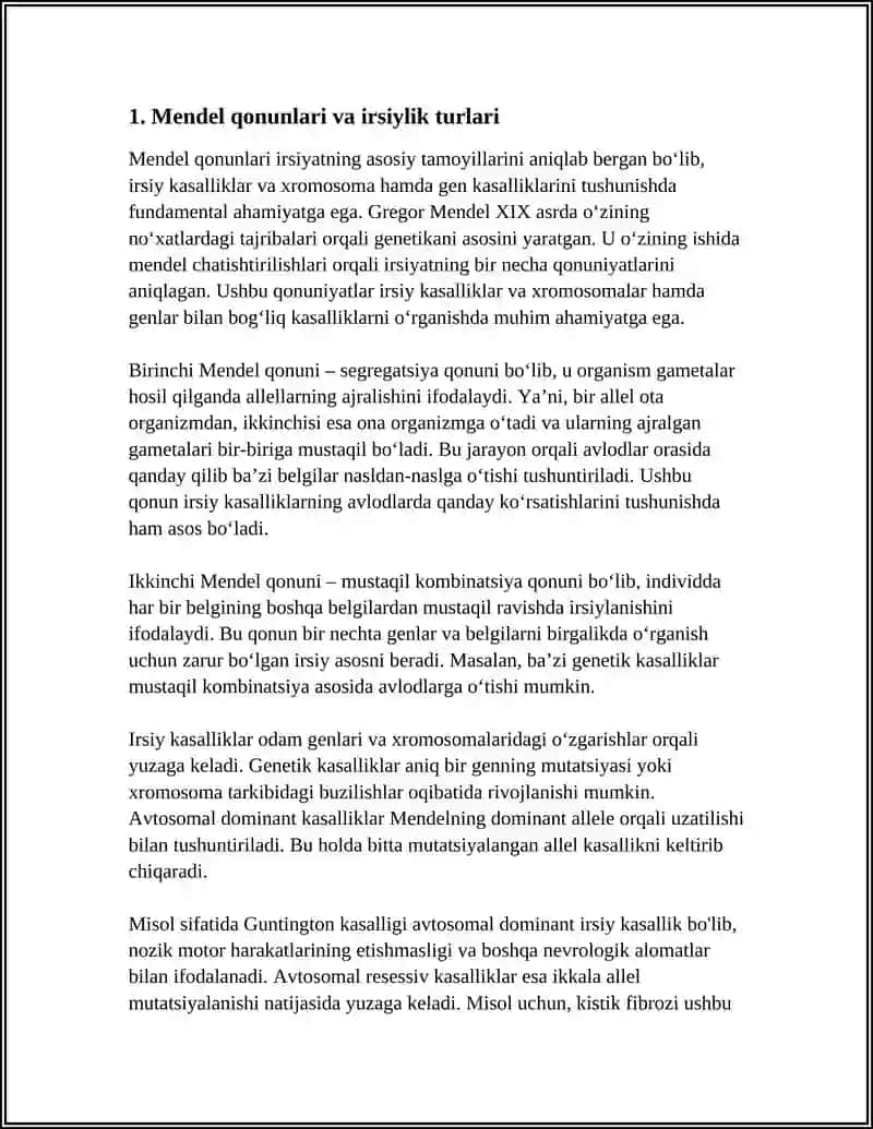 IRSIY KASALLIKLAR. XROMOSOMA VA GEN KASALLIKLARI 3
