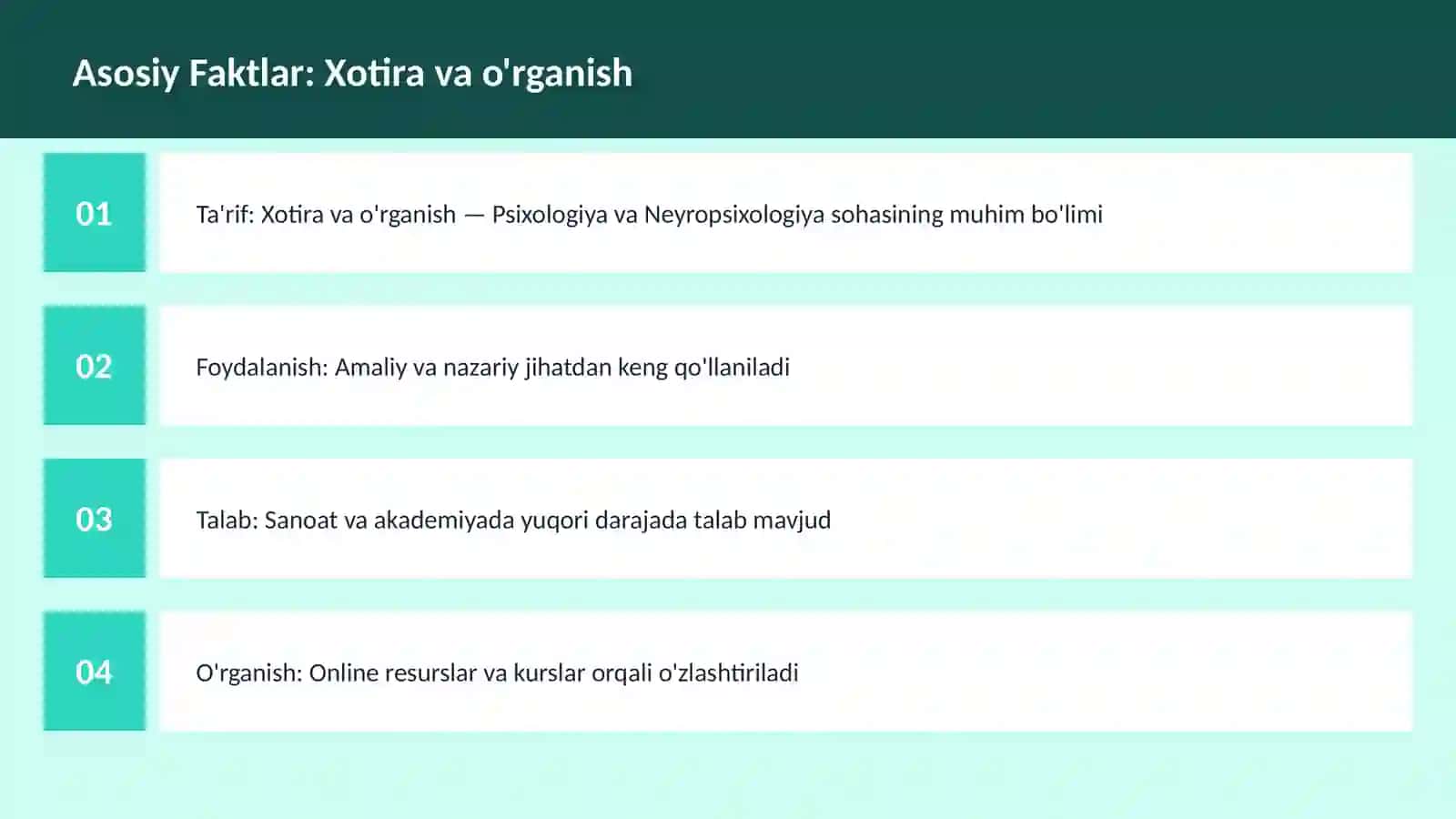 Xotira va o'rganish 3