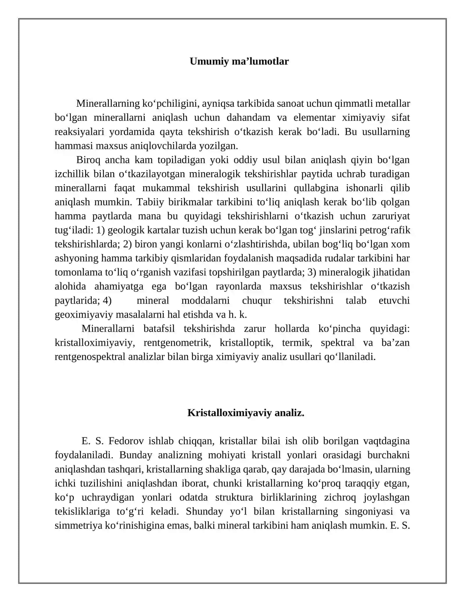 Mineralogik tekshirishlarning sanoatdagi ahamiyati 3