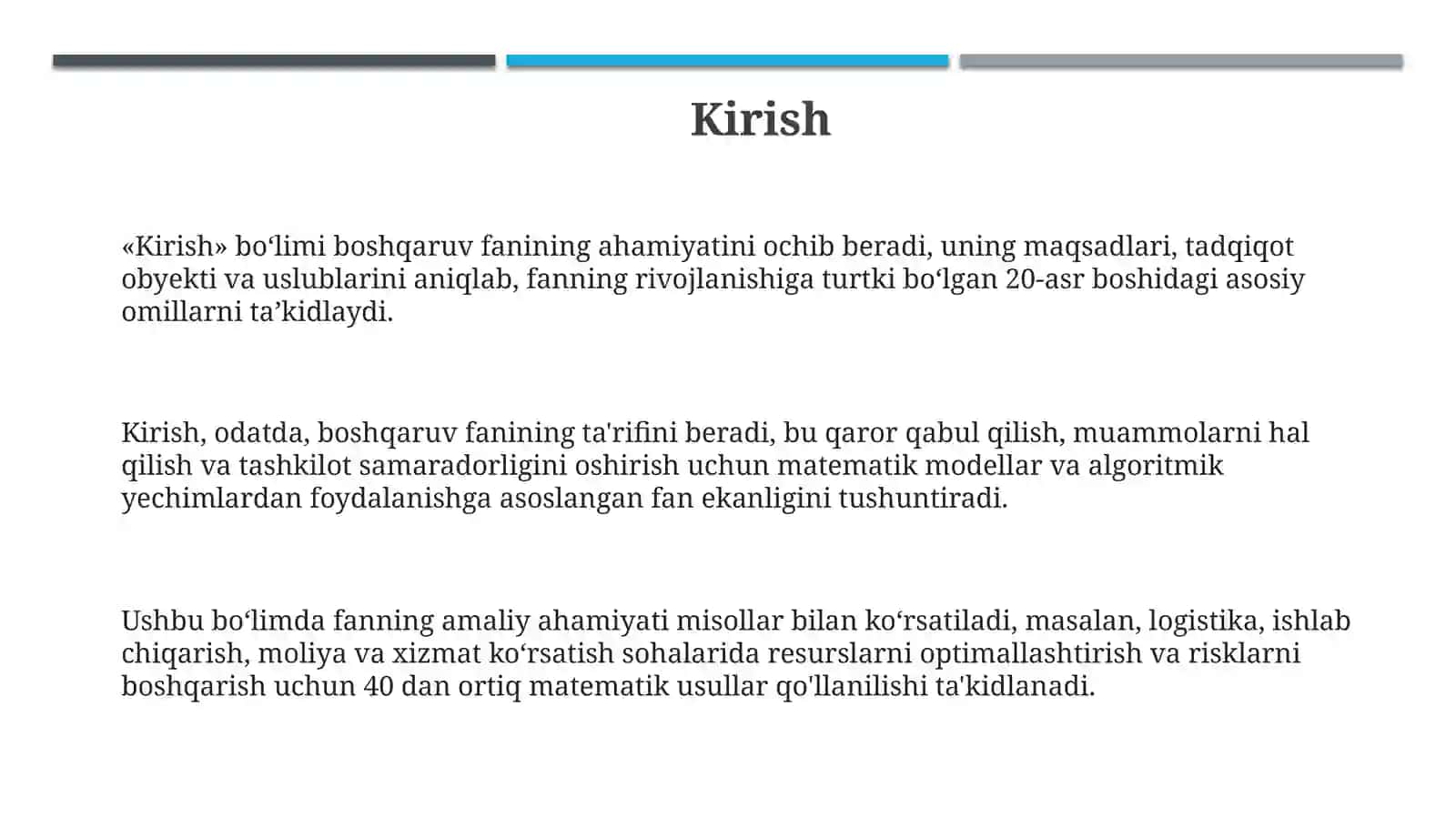 Menejment fanining shakllanishi va rivojlanish bosqichlari 3