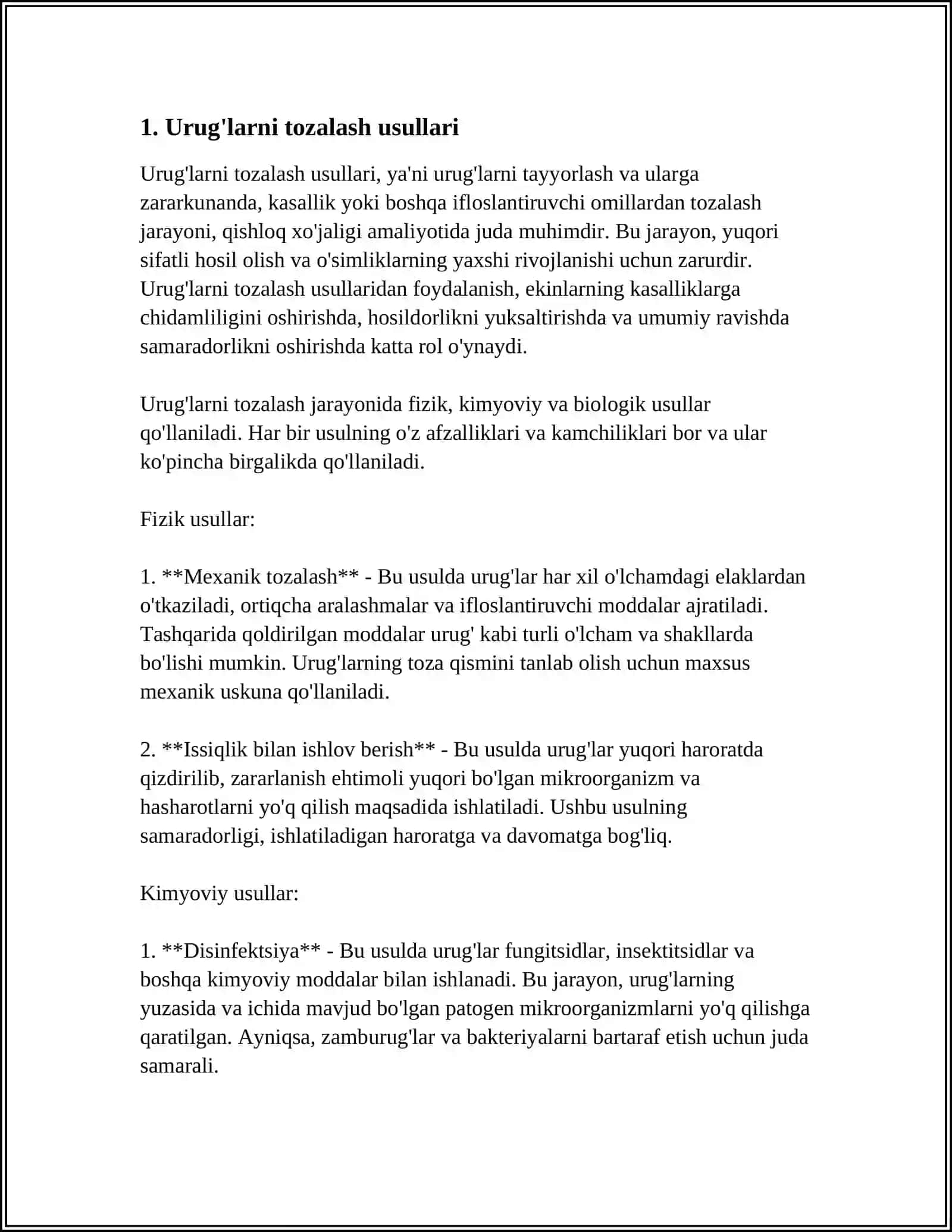 MUSTAQIL ISH Mavzu: POLIZ MAXSULOTLARIGA ISHLOV BERISH 3