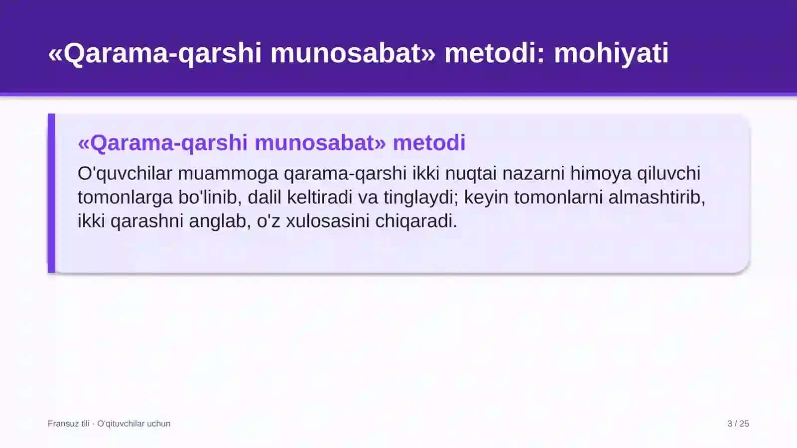 fransuz tili darslarida qarama qarshi munosabat metodidan foydalanish 3624 3