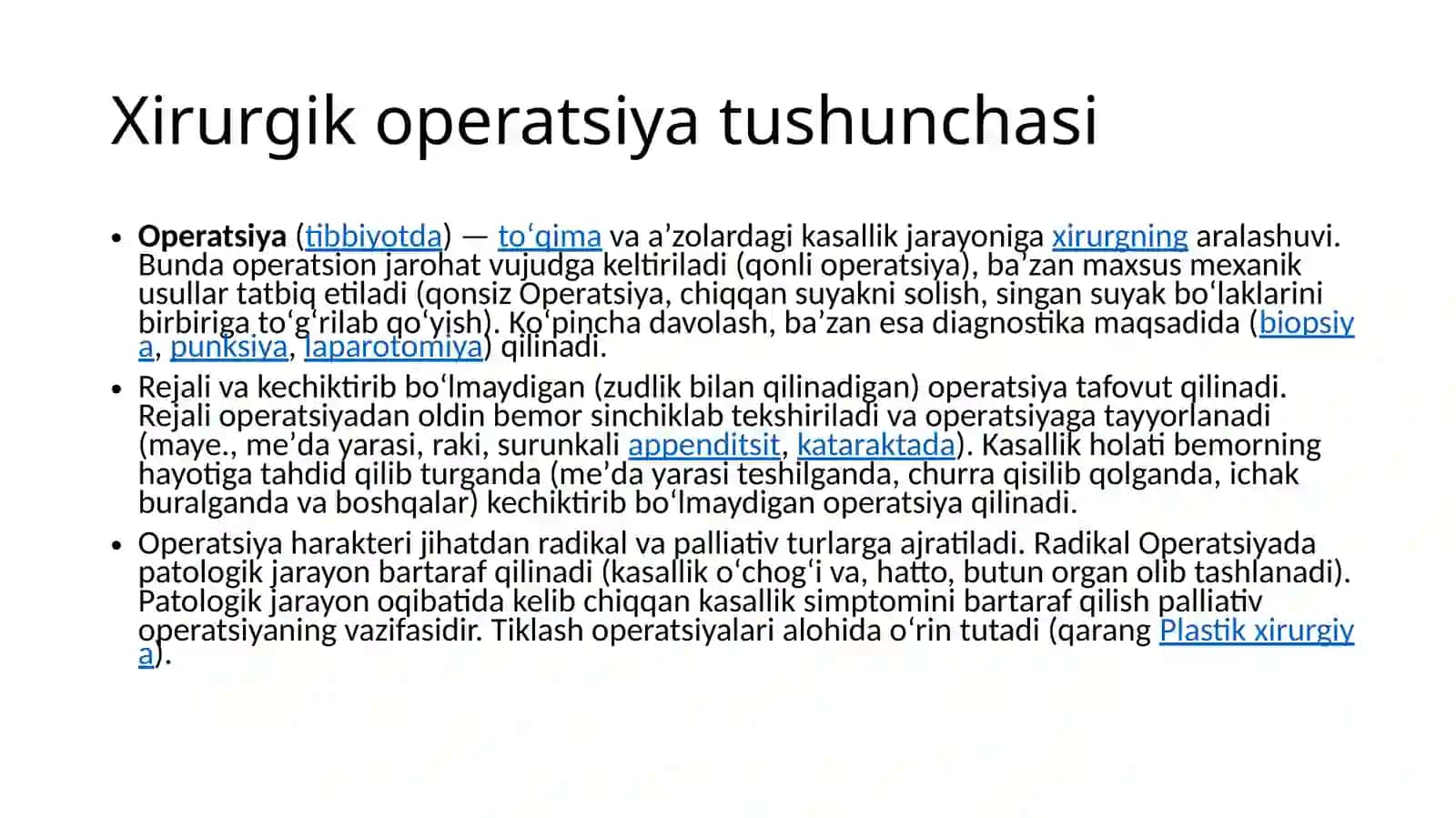 Xirugik aperatsiya tushunchasi turlari 3
