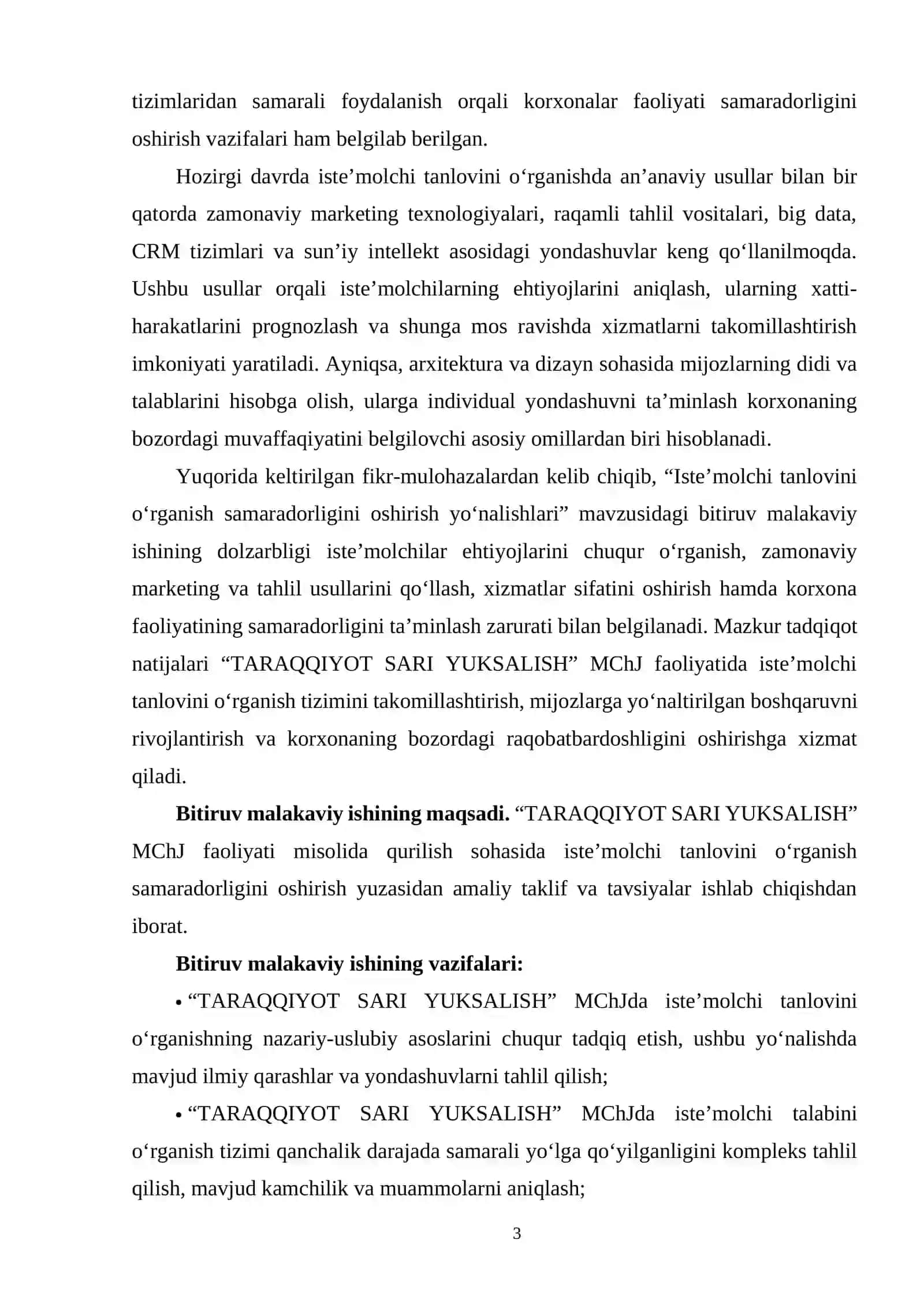 Iste’molchi tanlovini o‘rganish samaradorligini oshirishning yo‘nalishlari (“TARAQQIYOT SARI YUKSALISH” MChJ misolida) 3