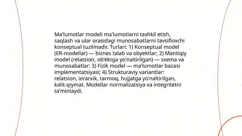 Malumotlar modeli 3