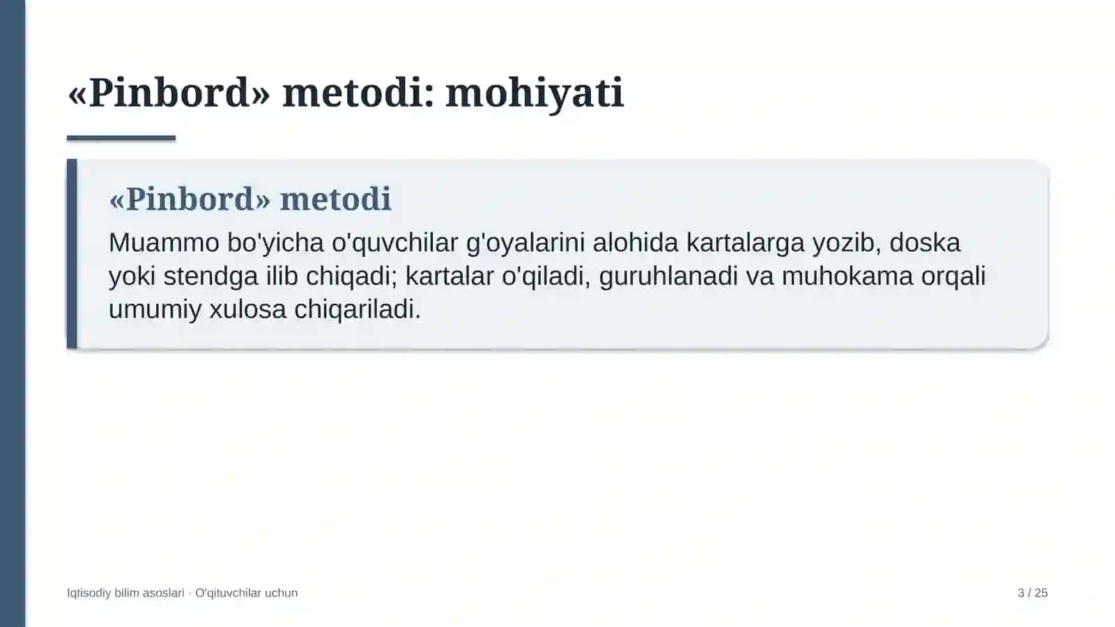iqtisodiy bilim asoslari darslarida pinbord metodidan foydalanish 5372 3