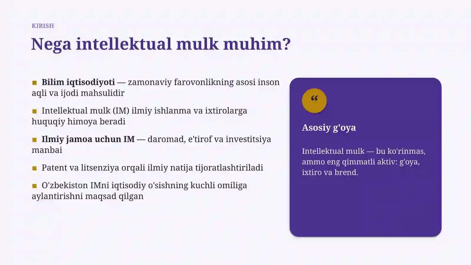 ILMIY JAMOA UCHUN — TAQDIMOT 3