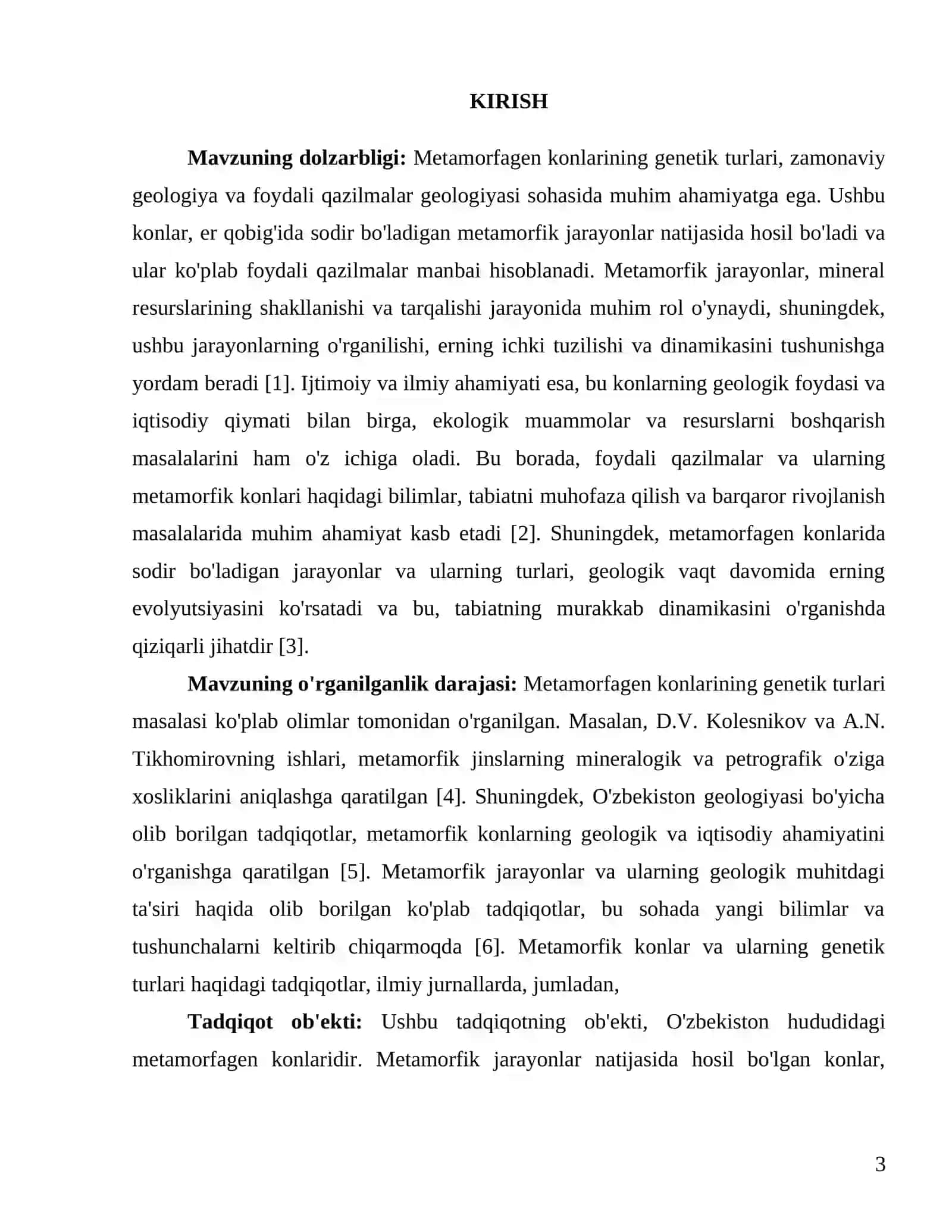 FOYDALI QAZILMALAR GEOLOGIYASI FANIDAN KURS ISHI - "Metamorfagen konlarining genetik turlari" 3