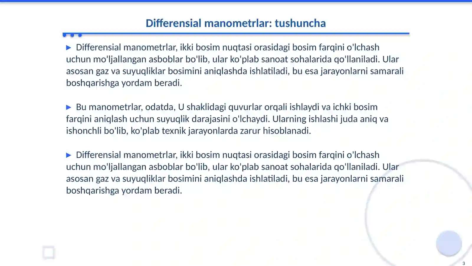 Differensial manometrlarning ishlash printsip 3