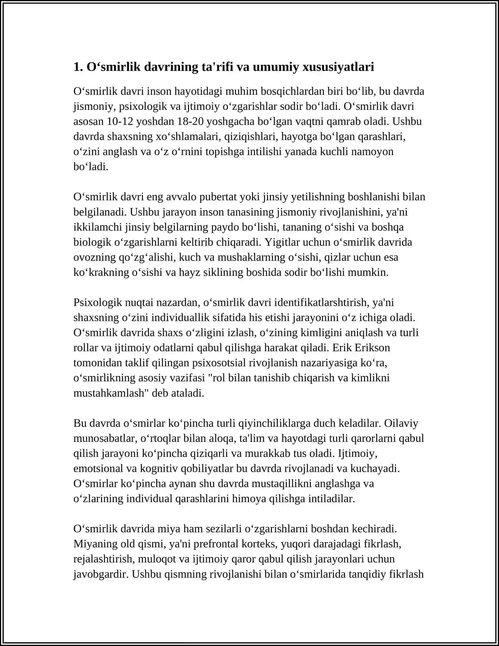 O‘smirlik davrida psixik rivojlanishning umumiy tavifi 3