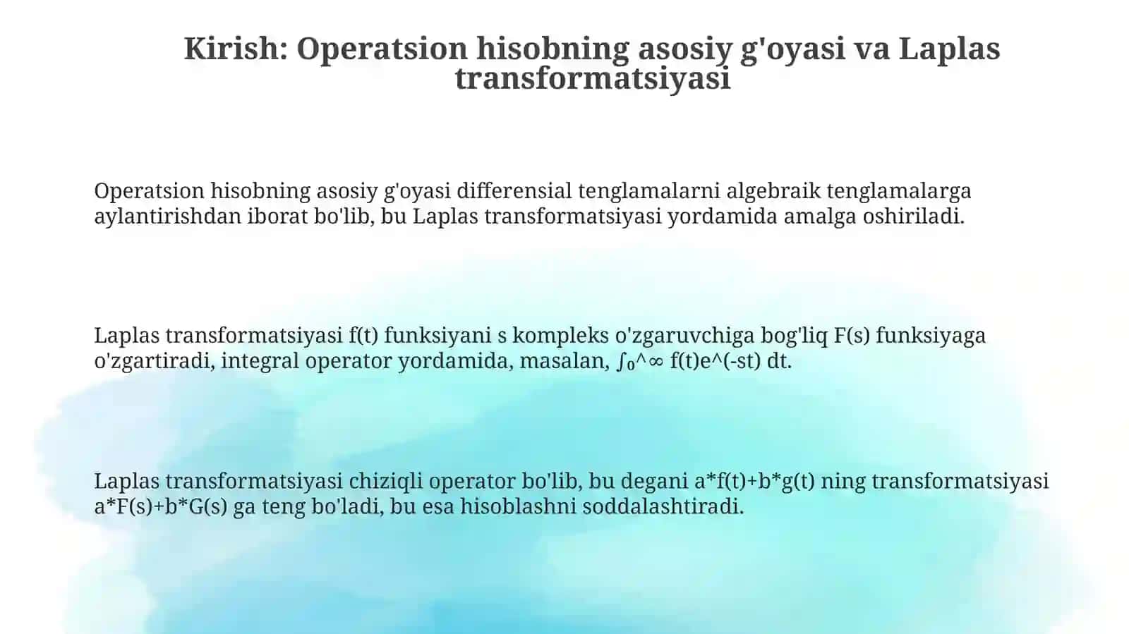 Differensial tenglamavadifferensialtenglamalarsistemalariniyechishningoperatsionhisobusuli 3