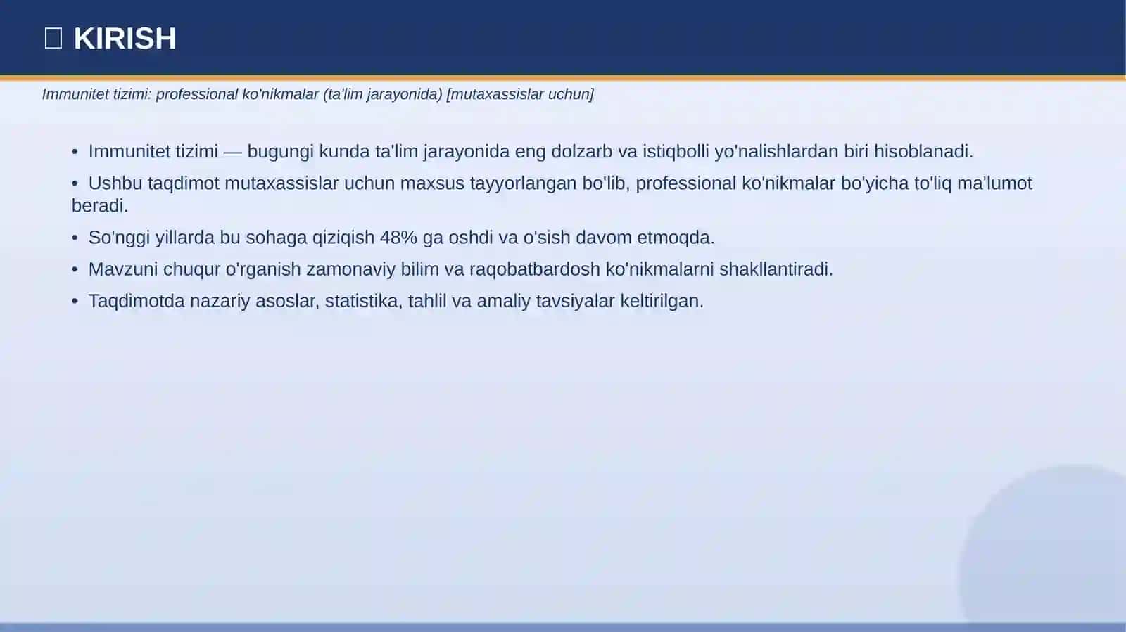 IMMUNITET TIZIMI Professional ko'nikmalar 3