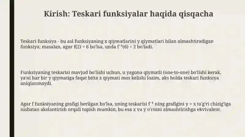 Teskari funksiyaning hosilasi 3