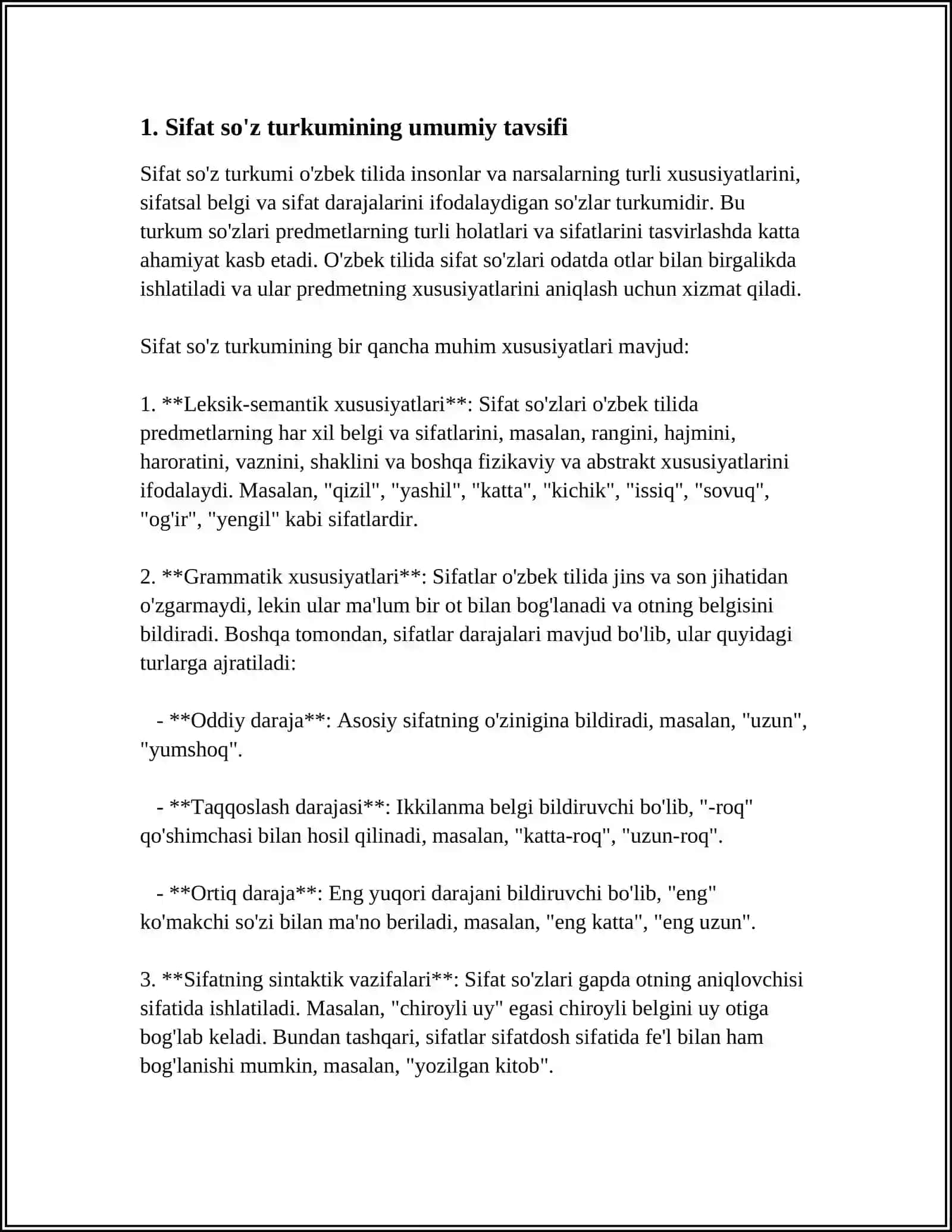 BOSHLANG'ICH SINF O'QUVCHILARI UCHUN SIFAT SO'Z TURKUMINI O'RGATISH METODIKASI 3