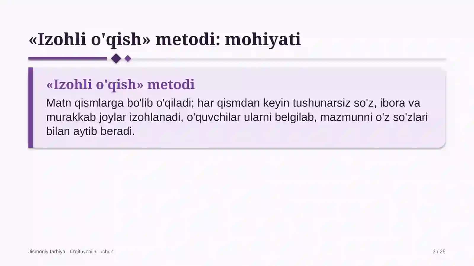 jismoniy tarbiya darslarida izohli o'qish metodidan foydalanish 6591 3