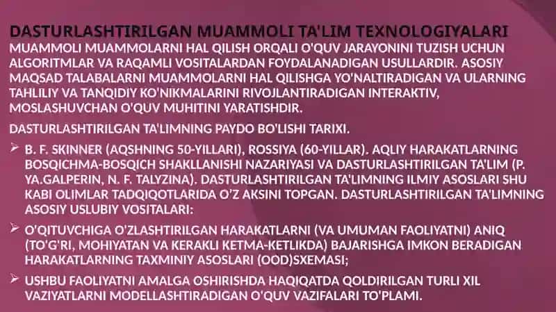 Dasturlashtirilgan muammoli ta'lim texnologiyalari 3
