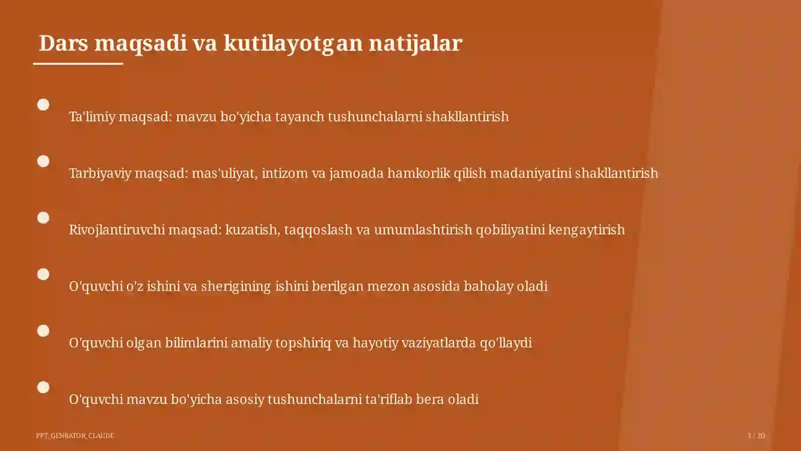 Dars rejasi 3