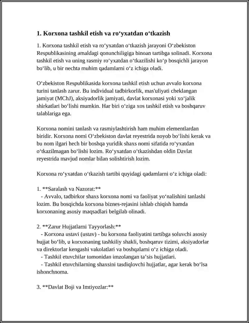 KORXONA TOʻGʻRISIDAGI QONUNLAR 3