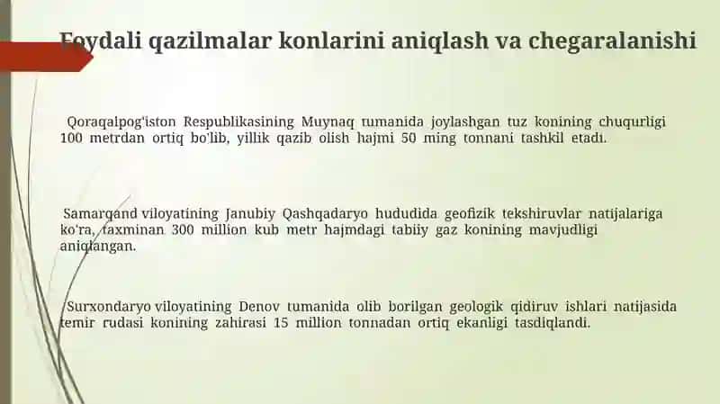 Geologik Sharoitlar va Boyliklar 3