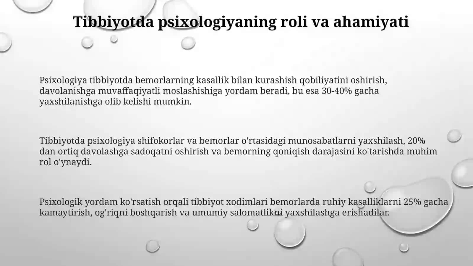 Psixologiya fanining tibbiyotda tutgan o'rni va ahamiyati. Patopsixologiya 3