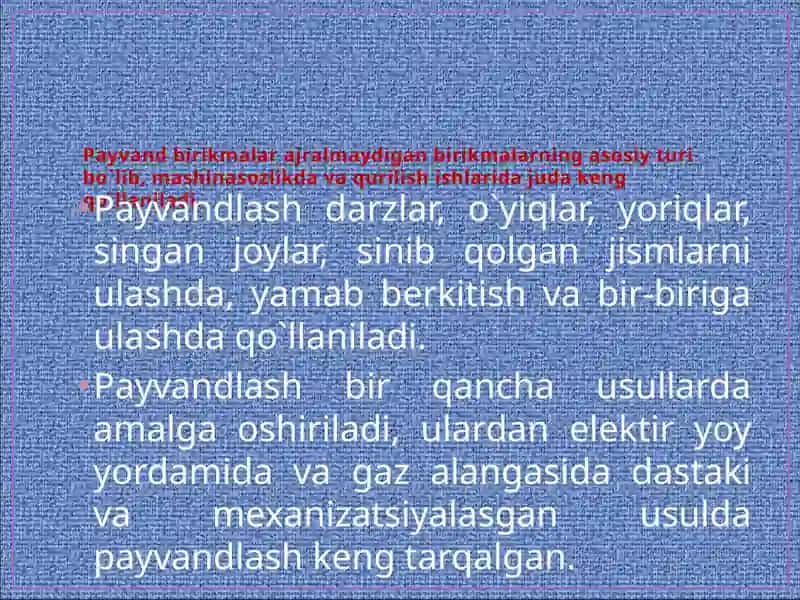 Payvandli  va yelimli birikmalar 3