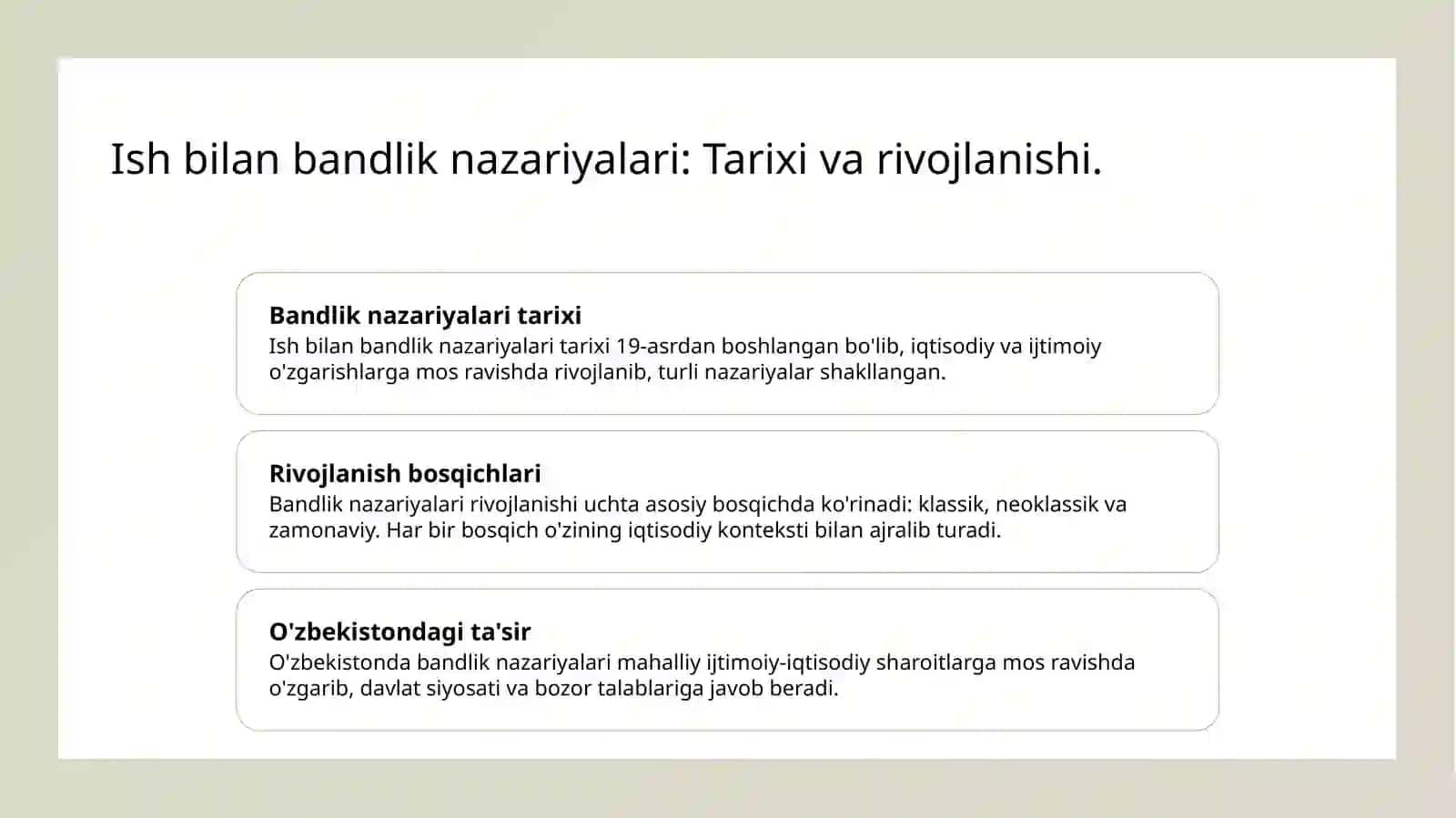 Ish bilan bandlik nazariyalari 3