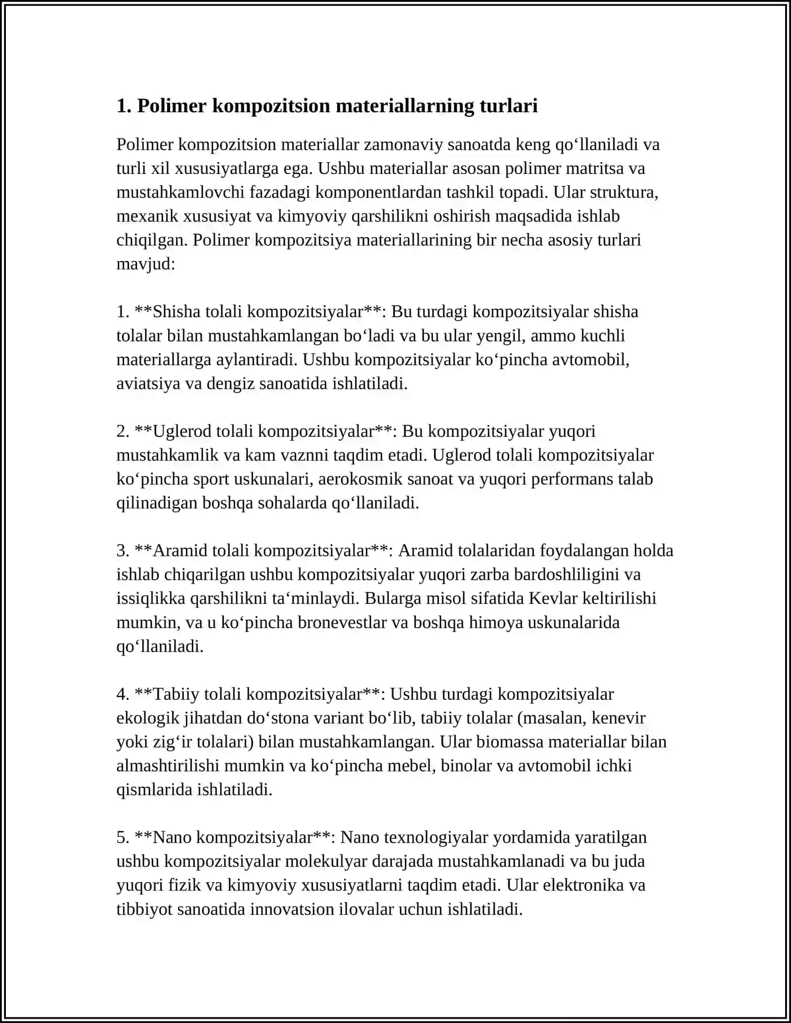 QURILISHDA POLIMER KOMPOZITSION MATERIALLARNI QANDAY TURLARI ISHLATILADI 3