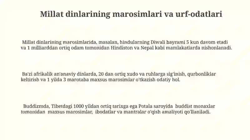 Milliy dinlar 3