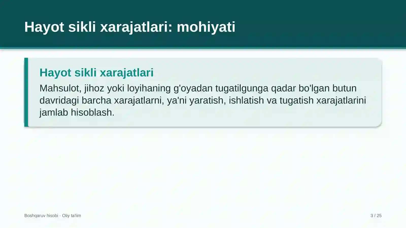davlat universitetlarida hayot sikli bo'yicha xarajatlarni hisoblash 7424 3