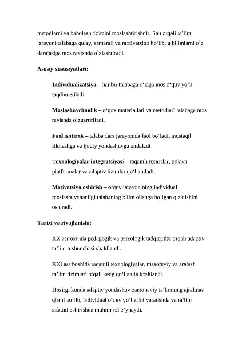 Moslashuvchan (adaptiv) yondashuvning imkoniyatlari 3