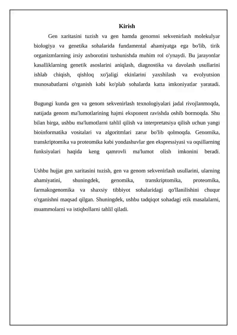 Genlarni kartalashtirish. Gen va genomlarni sekvenslash 3