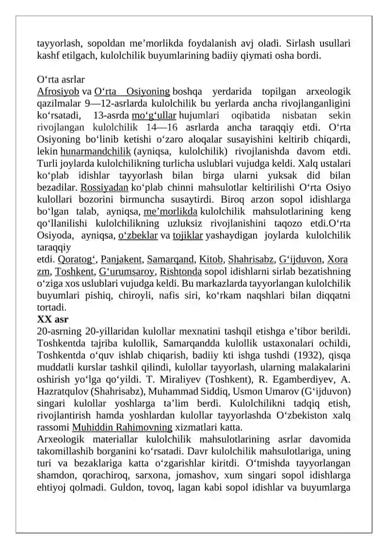 Kulolchilikning vujudga kelishi va rivojlanish bosqichlari 3