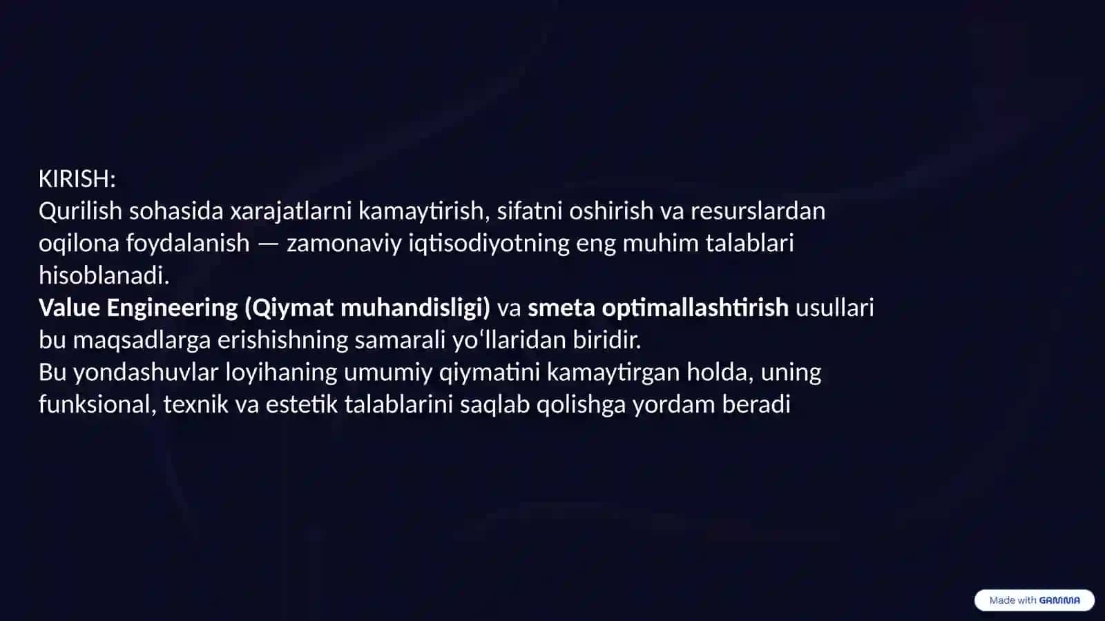 Qurilishda Value Engineering va Smeta Optimallashtirish 3