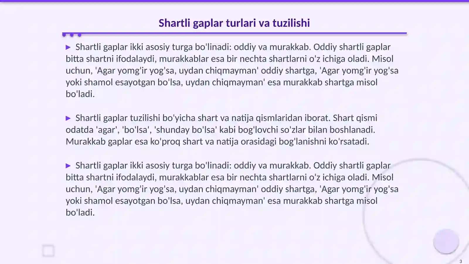 Shartli gaplar turlari va tuzilishi 3